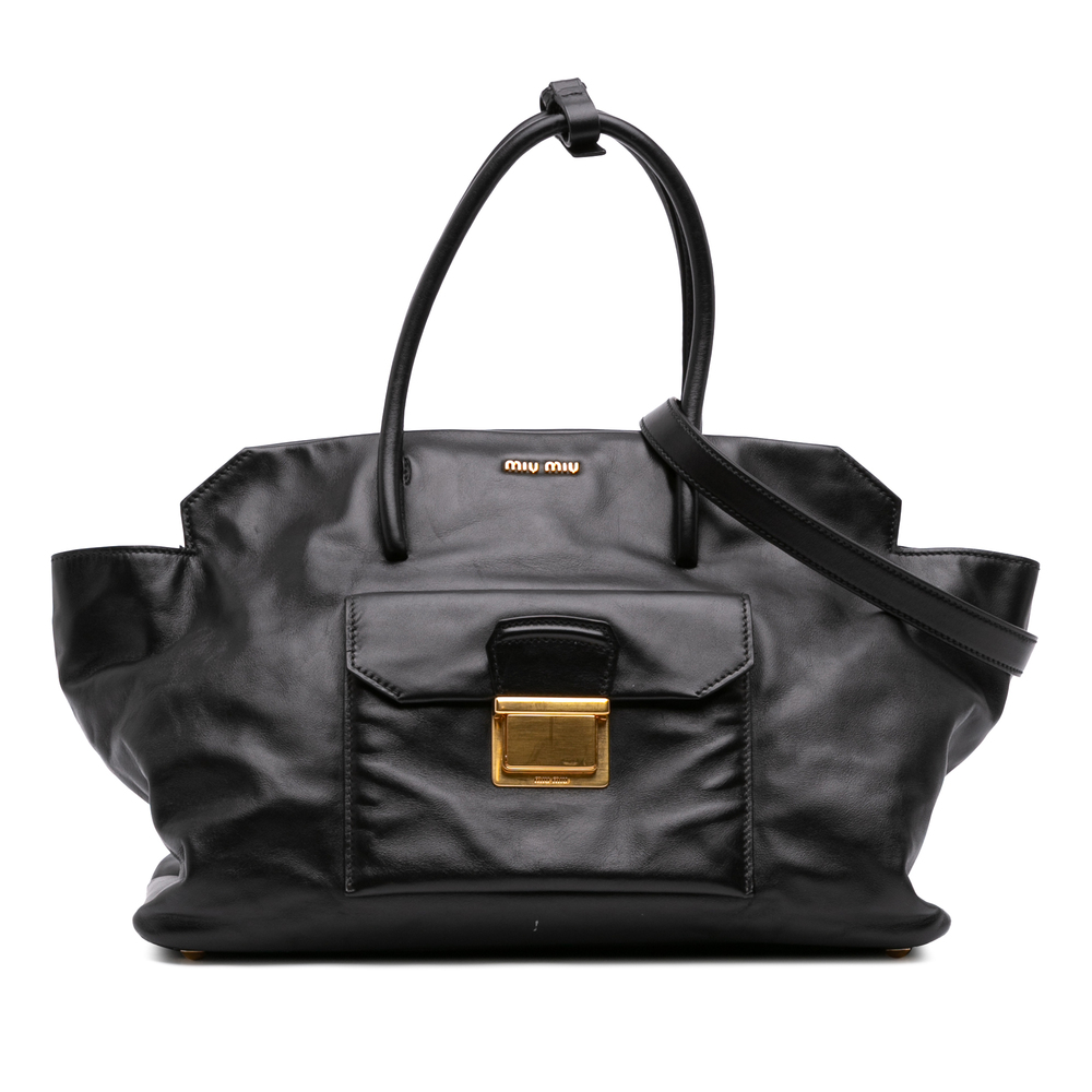 Pre-Loved Miu Miu Vitello Soft Front Pocket Satchel